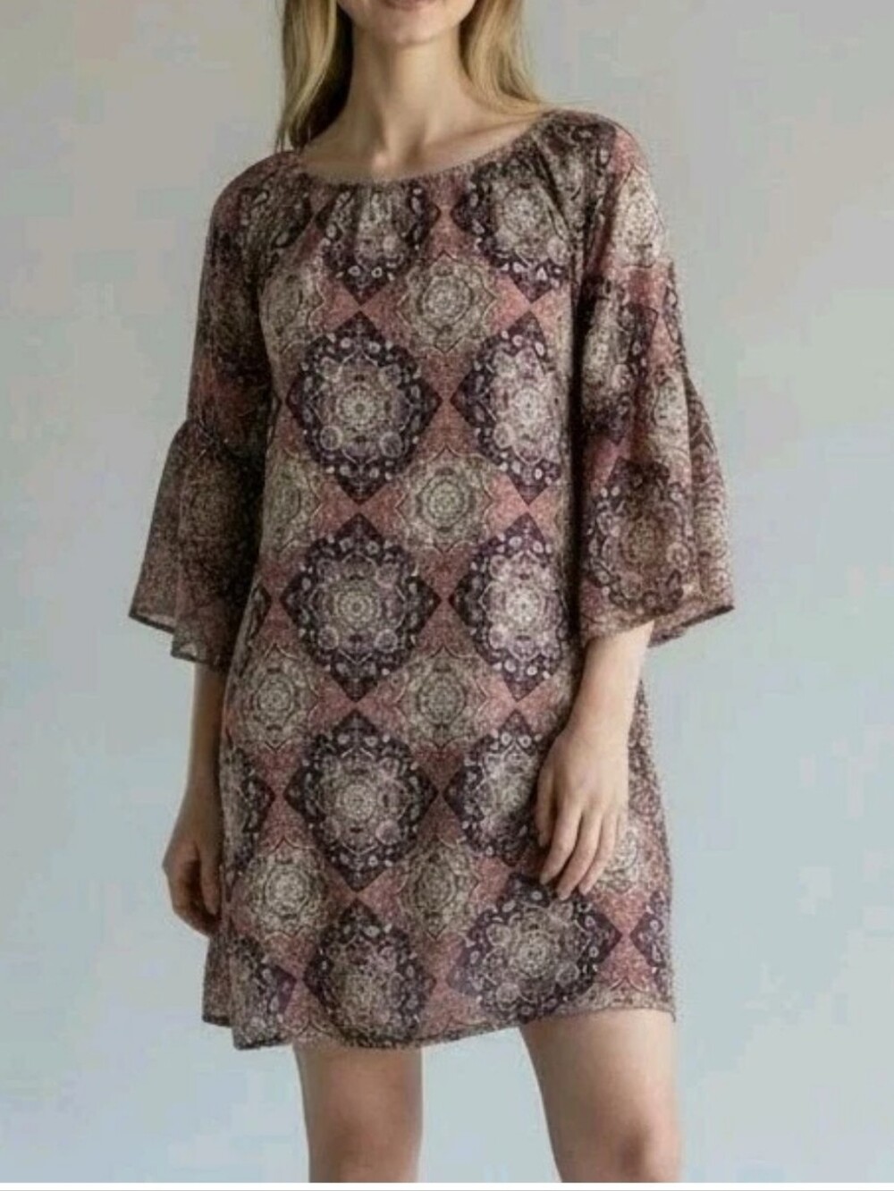 Vtg 90s Jody California Dress Med Paisley Bell Lagenlook Boho Cottagecore USA